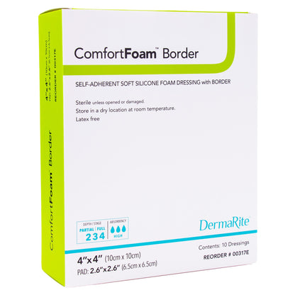 DRESSING, WND ADH W/BORDER SOFT SIL FM 4X4"