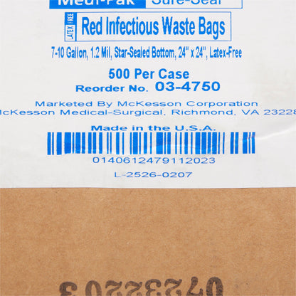BAG, BIOHAZ GSET SL RED 24X247-10GL 1.2MIL