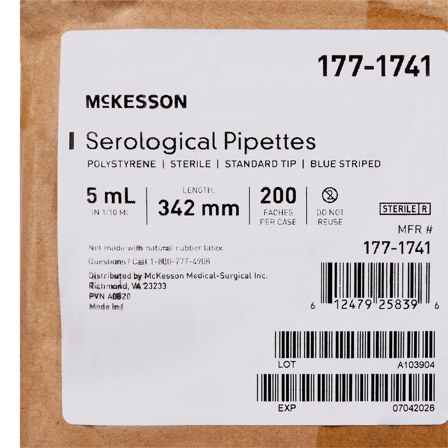 PIPETTE, SEROLOGICAL STD TIP STR BLU BAND 342MM 5ML