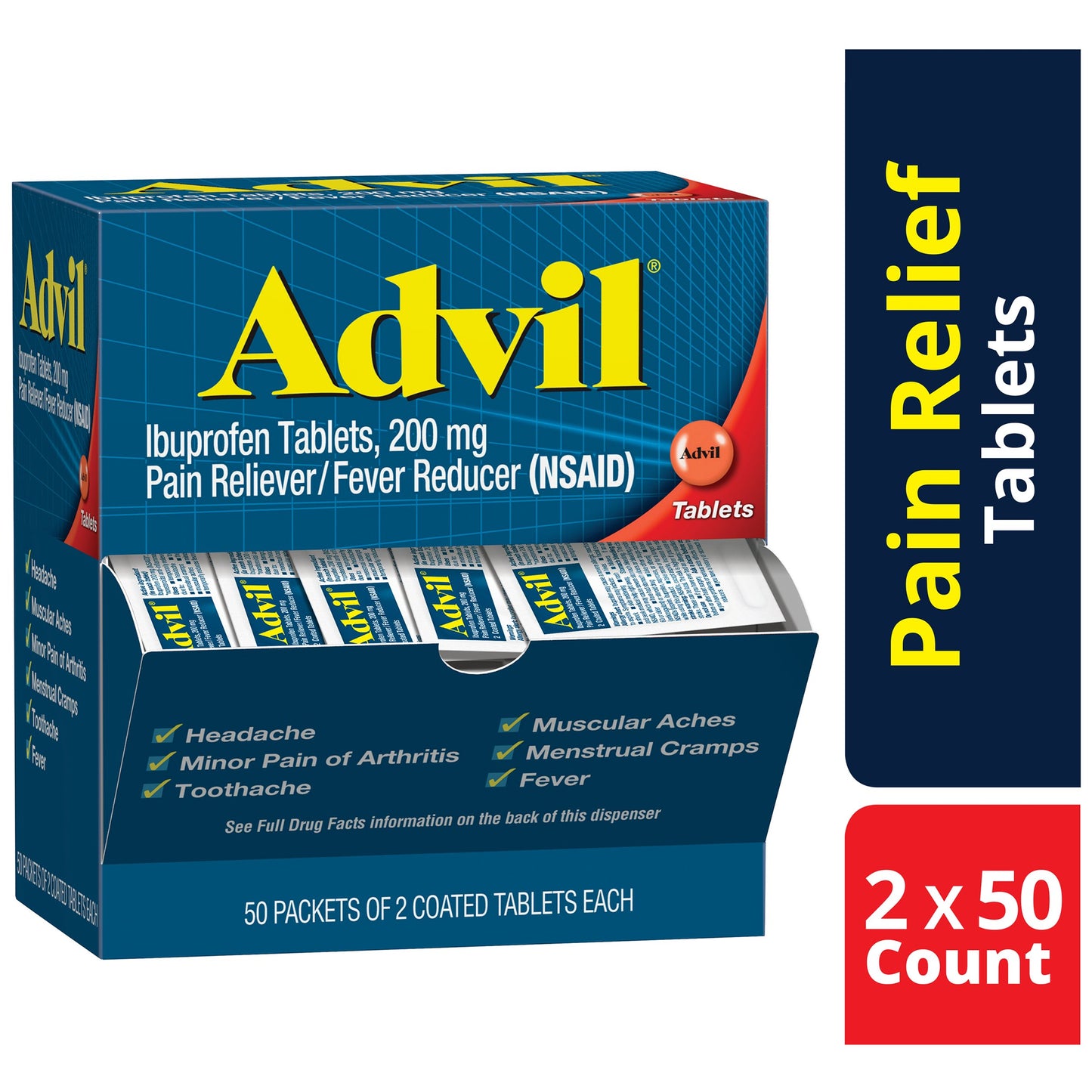 ADVIL, TAB 200MG DISPENSER 2X50