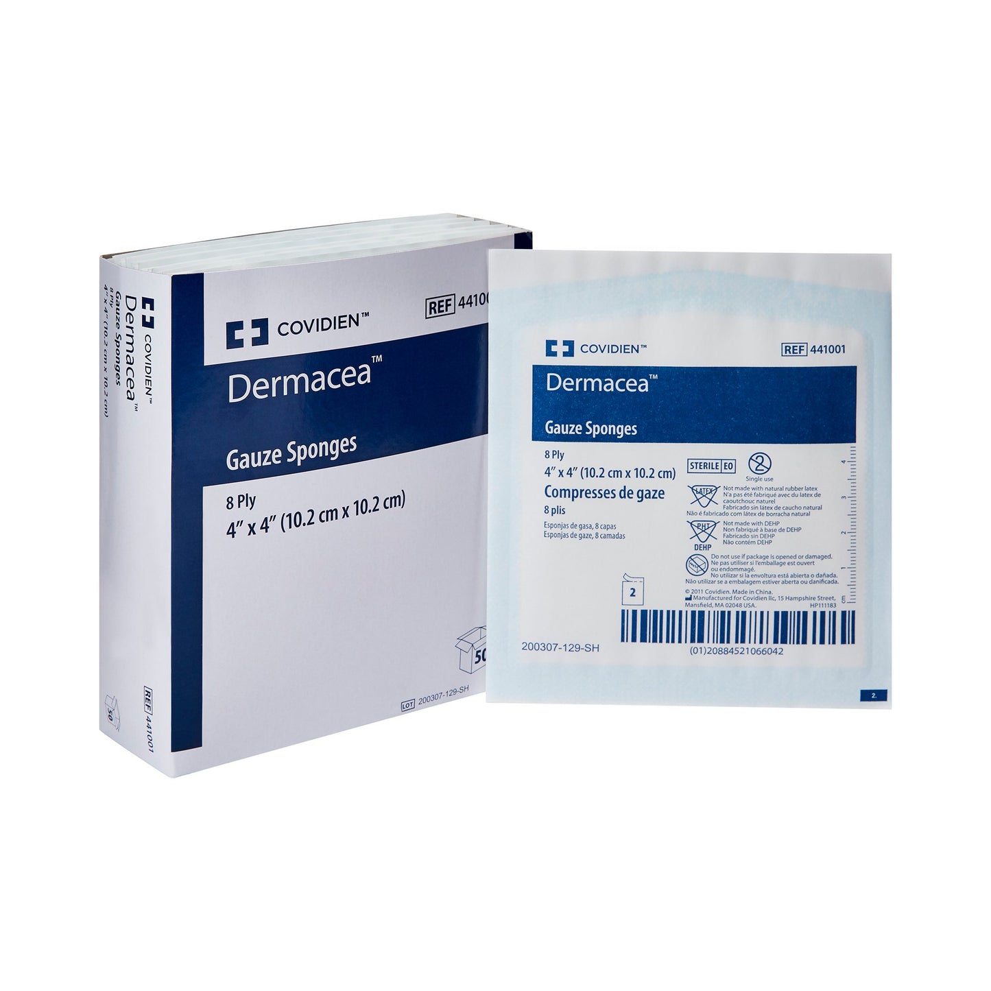 SPONGE, GAUZE DERMACEA 8PLY STR 4"X4"
