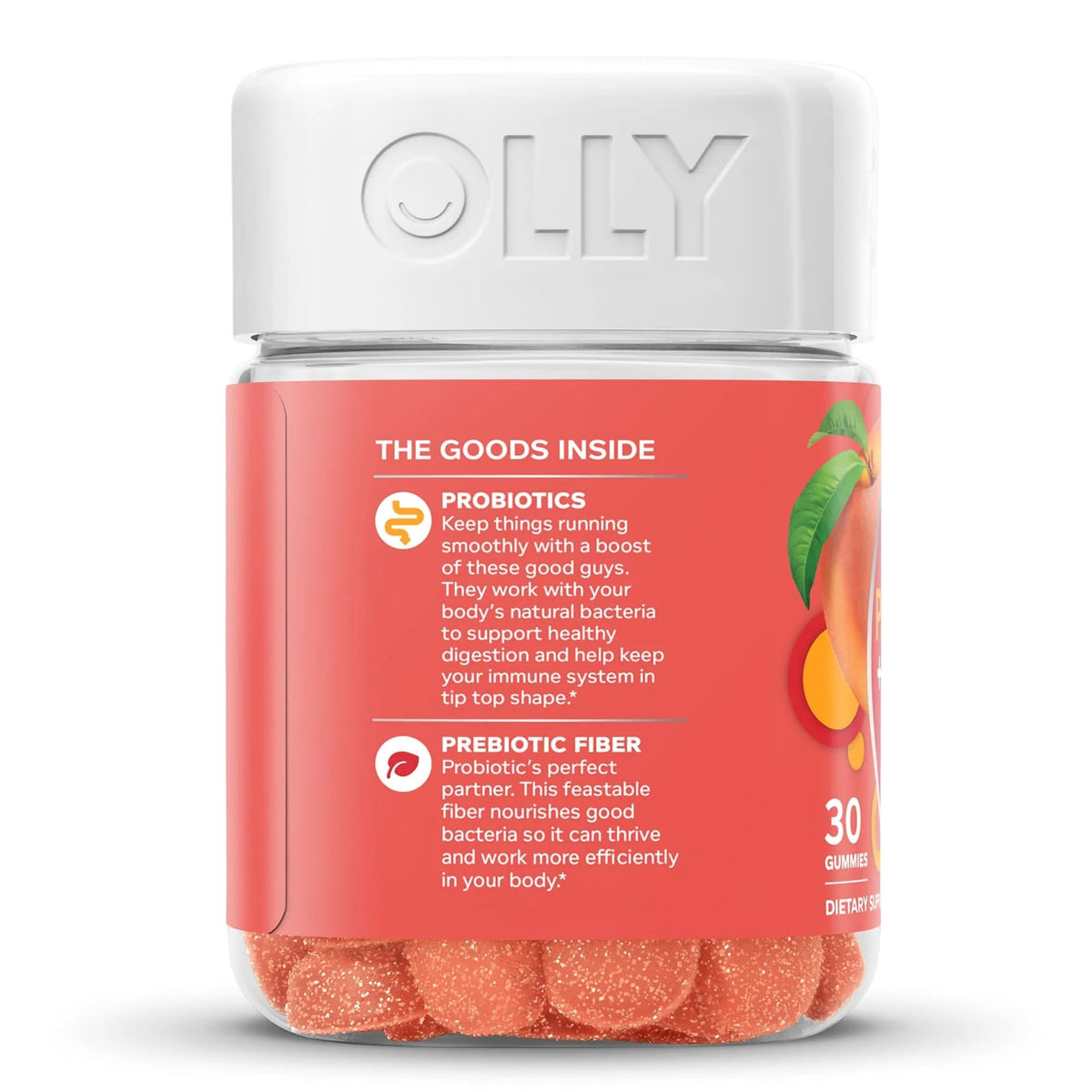 OLLY, GUMMY PROBIOTIC + PREBIOTIC PEACHY PEACH
