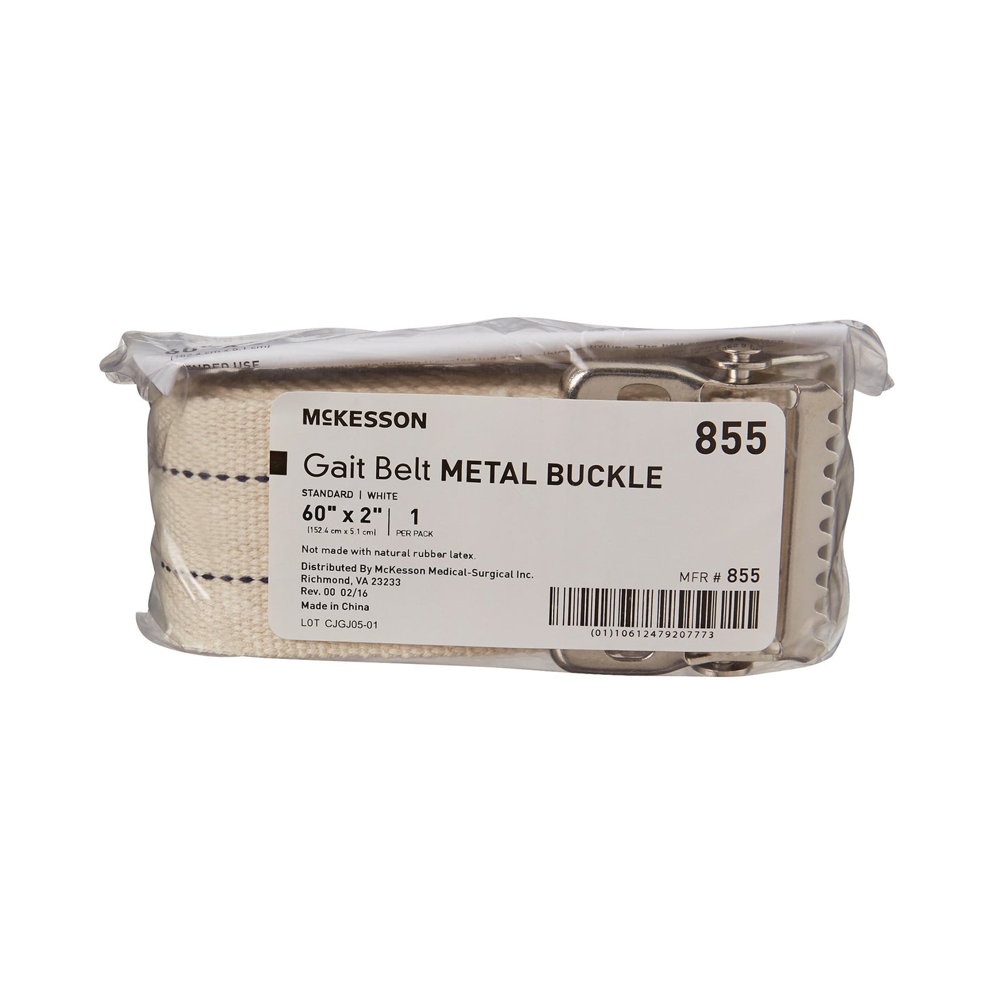 BELT, GAIT W/METAL BUCKLE WHT60"