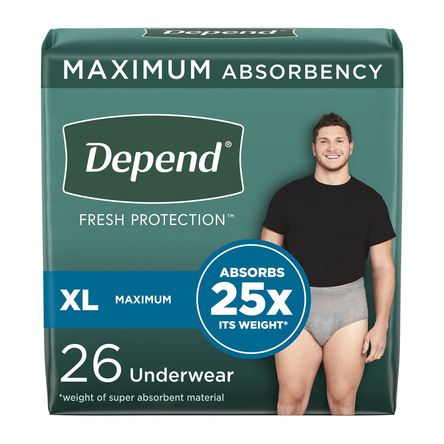 UNDERWEAR, DEPEND MAX ABSORB GRY XLG