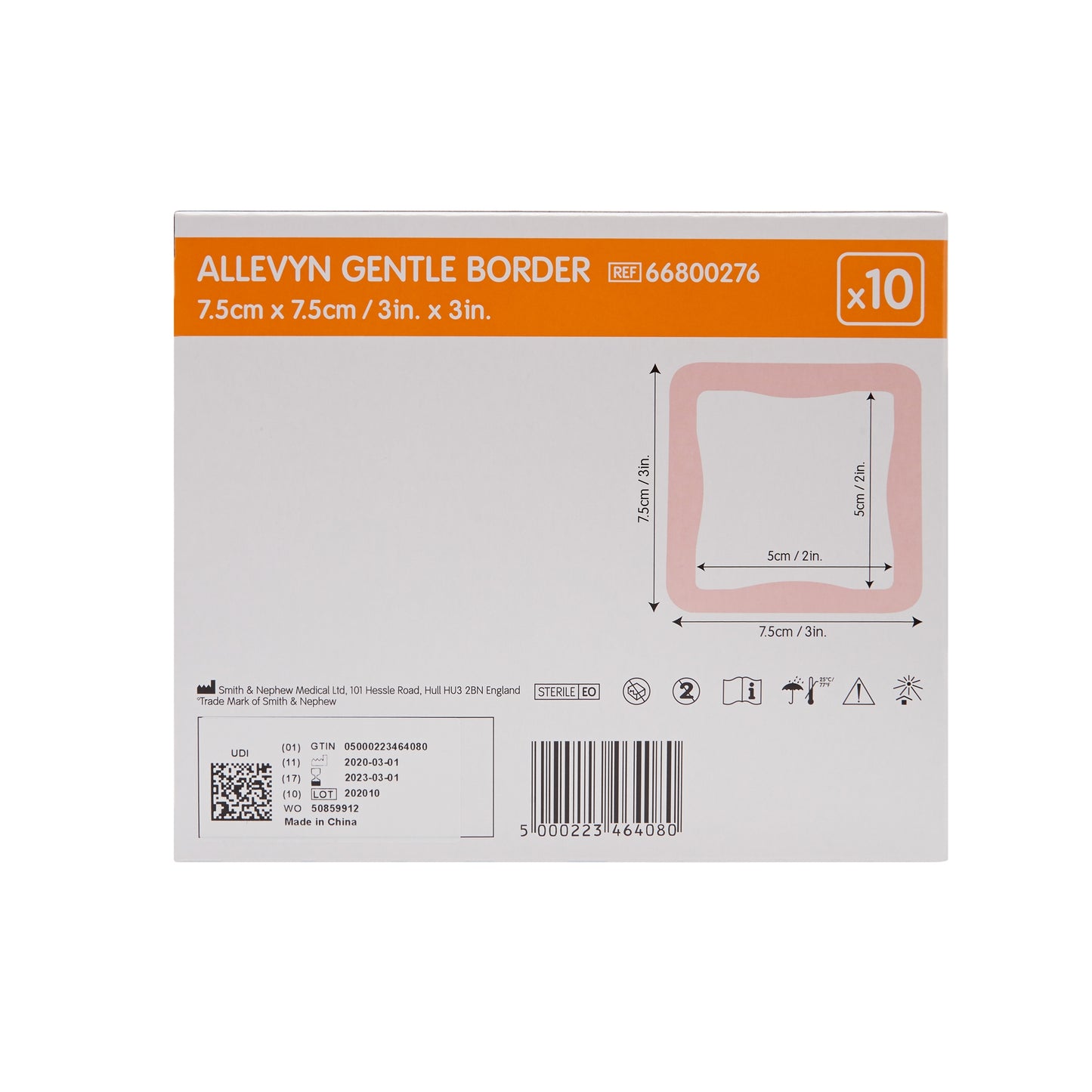 DRESSING, ALLEVYN GENTLE BRDR3"X3"