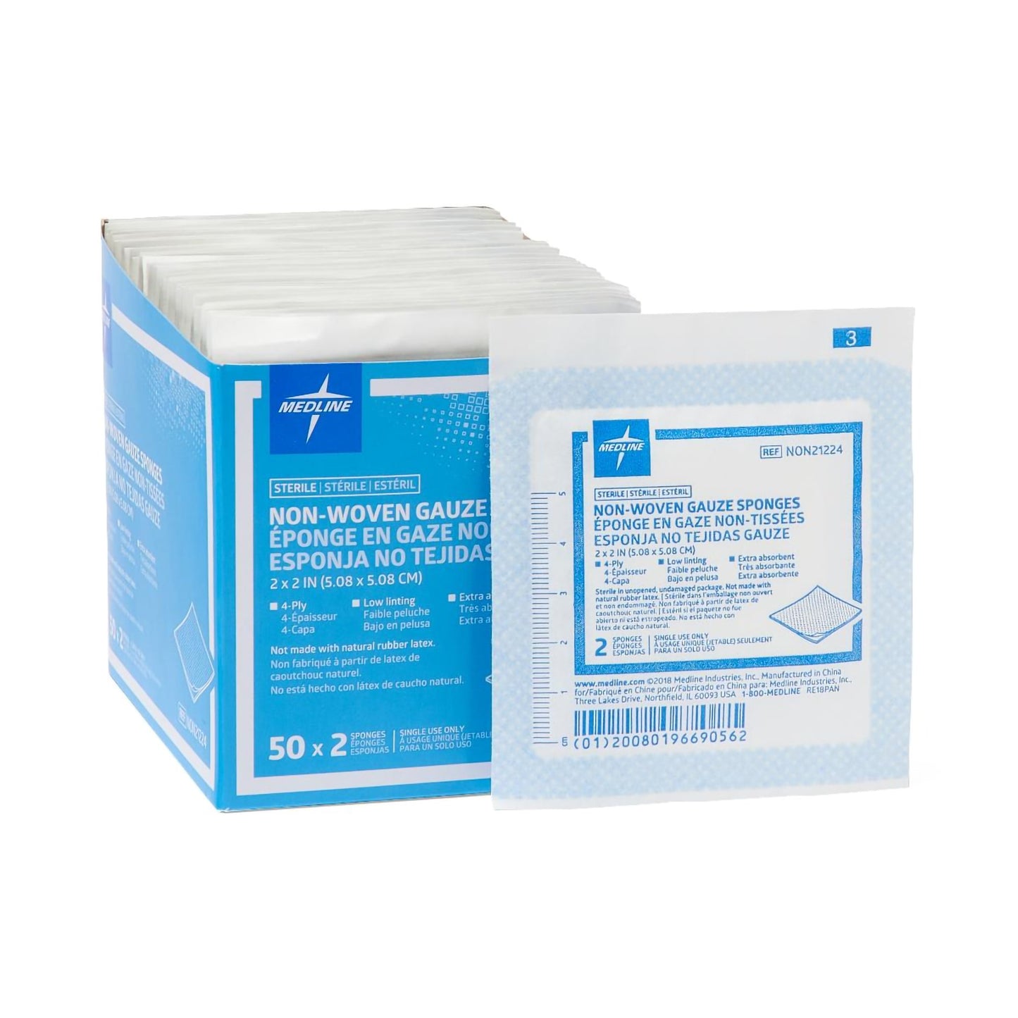SPONGE, GAUZE 4PLY 2"X2"