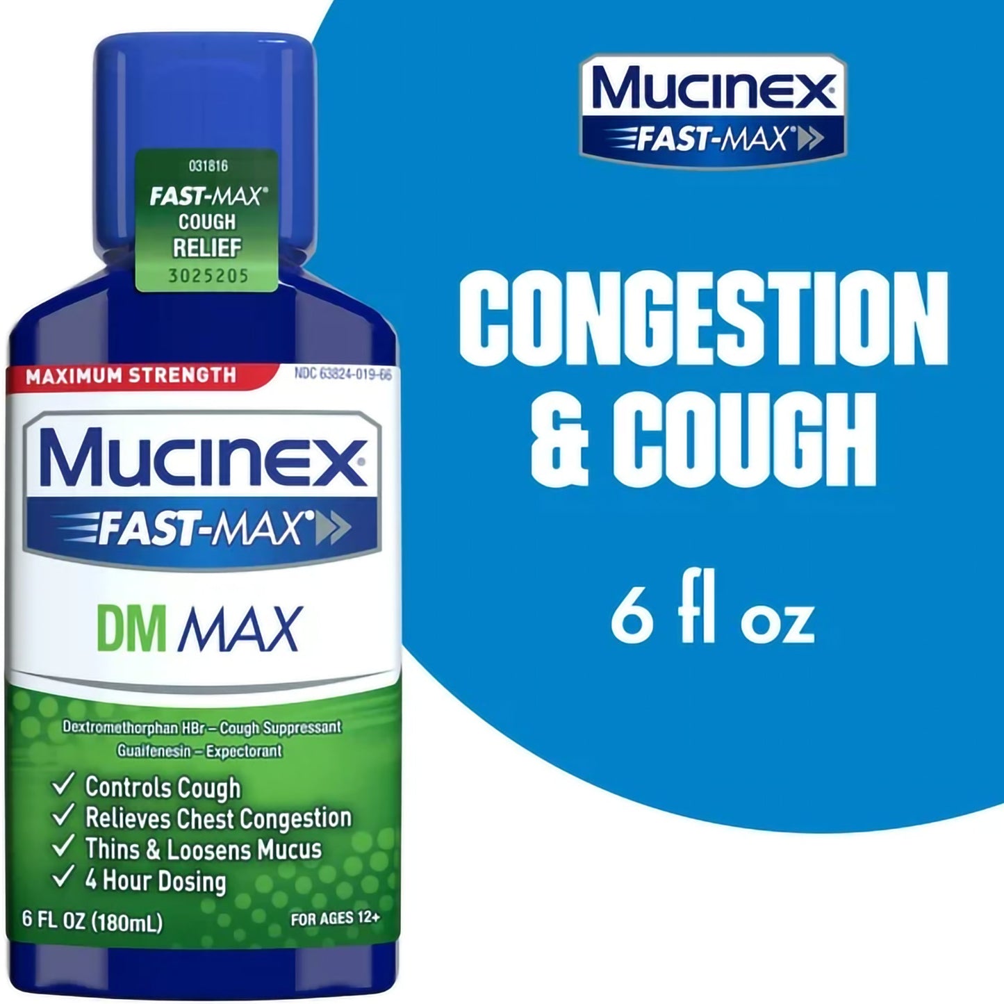 MUCINEX DM, LIQ FAST-MAX 100-5MG/5ML CHERRY 6OZ 9RECKB