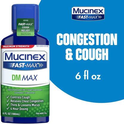 MUCINEX DM, LIQ FAST-MAX 100-5MG/5ML CHERRY 6OZ 9RECKB