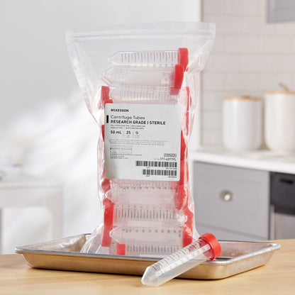 TUBE, CENTRIFUGE W/SCREW CAP STR RED 50ML