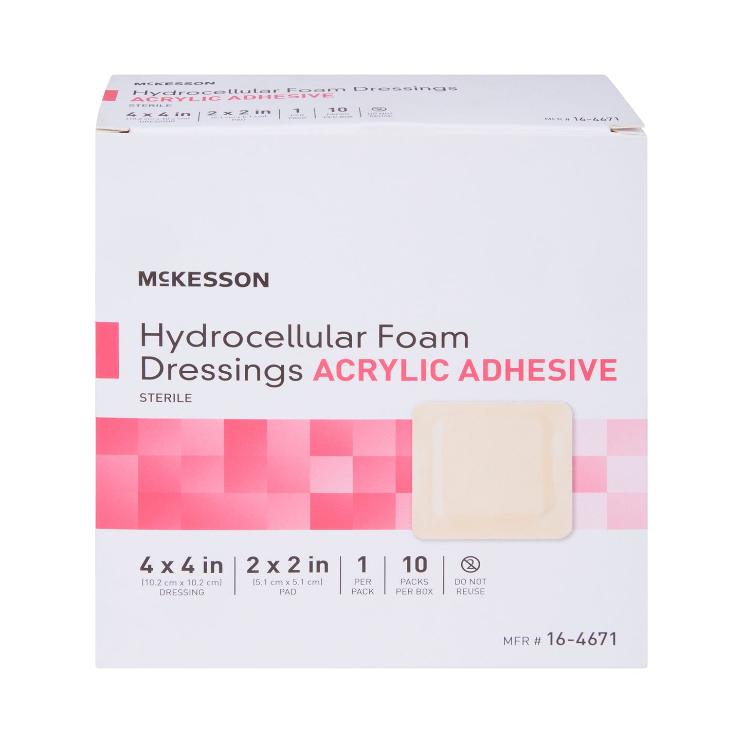 DRESSING, HYDROCELLULAR ADH STR FOAM 4"X4"