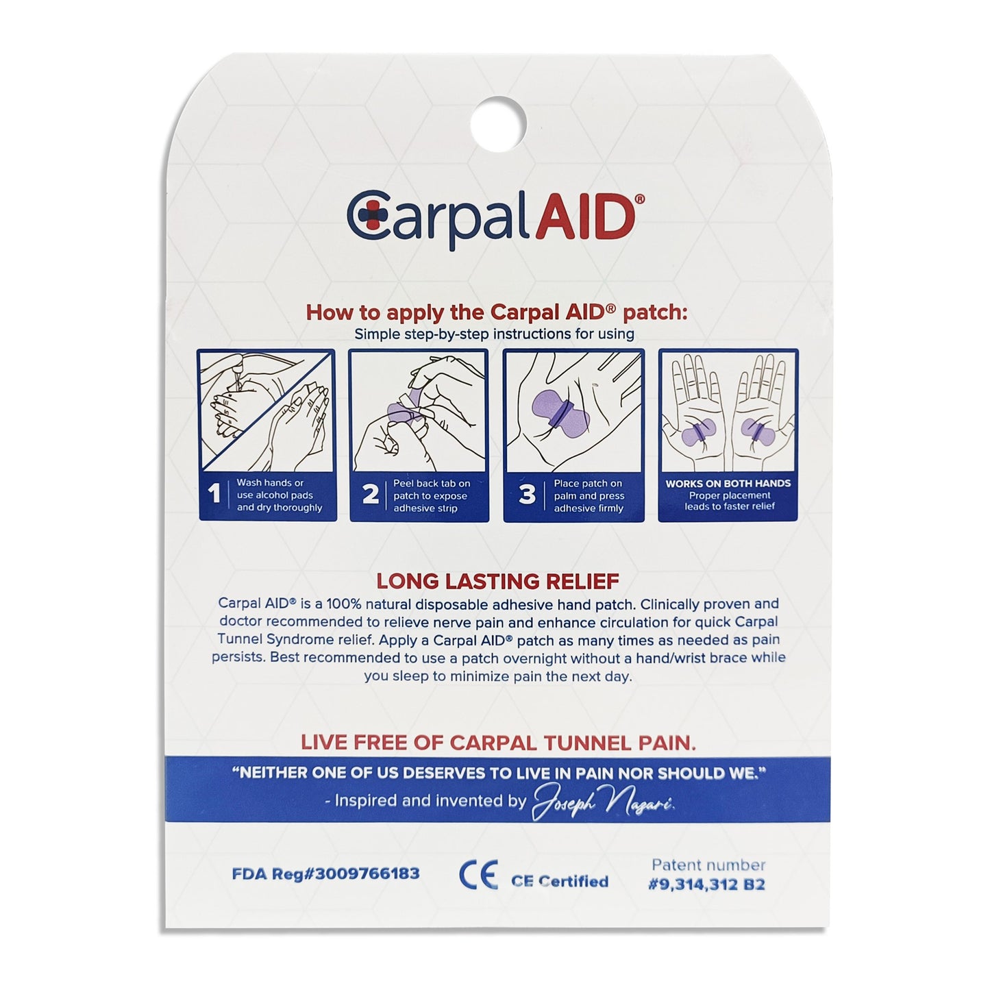 PATCH, CARPAL AID UNIV