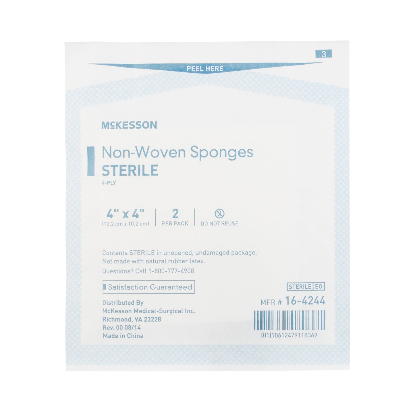 SPONGE, N/WOVN 4PLY 4"X4" STR2'S