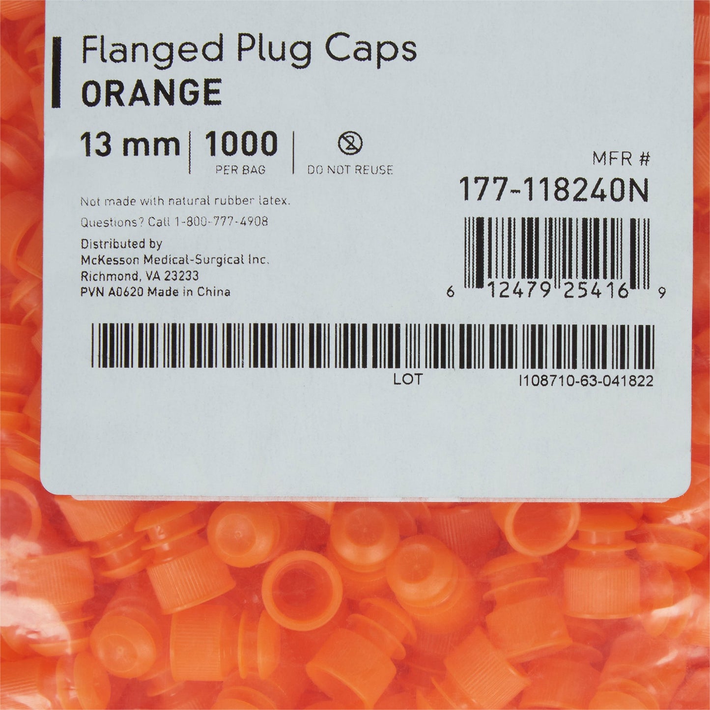 CAP, VAC TUBE ORG 13MM