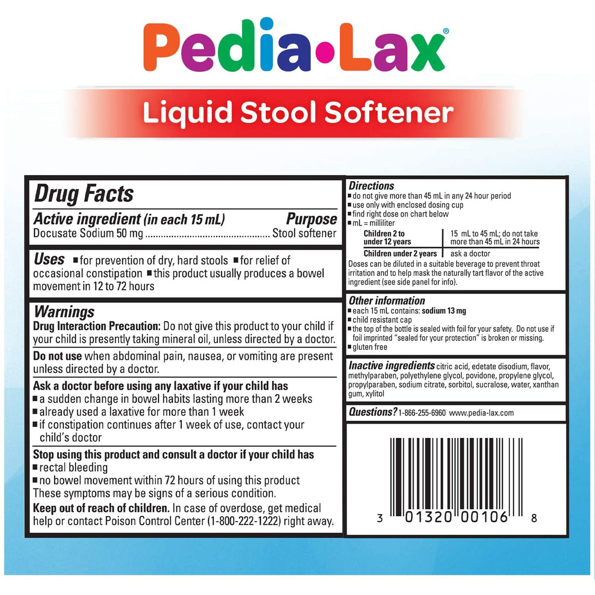 PEDIALAX STOOL SOFTNER, LIQ 4OZ 9FLEET
