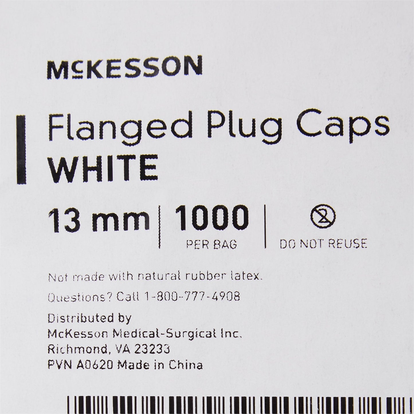 CAP, VAC TUBE WHT 13MM