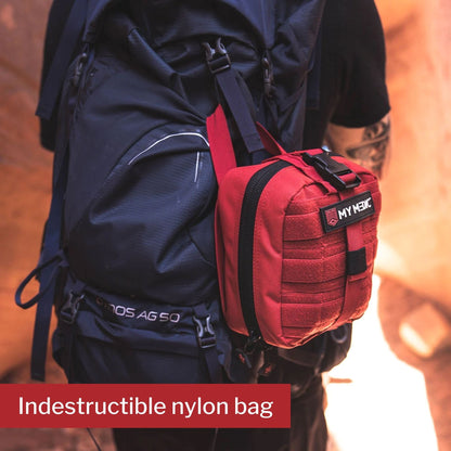 FIRST AID KIT, MYFAK PRO 100PCNYLON BAG RED 8.7X7.2X6"