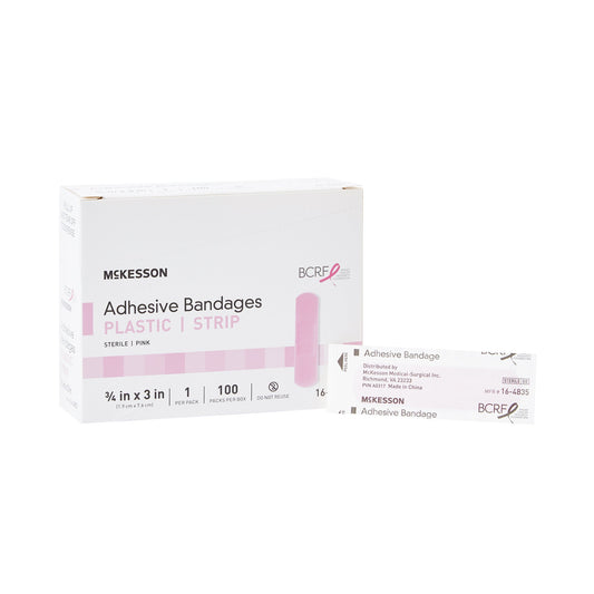 BANDAGE, ADHSV PNK STRIP 3/4"X3"