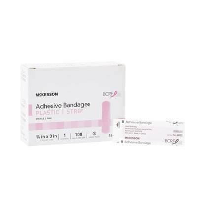 BANDAGE, ADHSV PNK STRIP 3/4"X3"