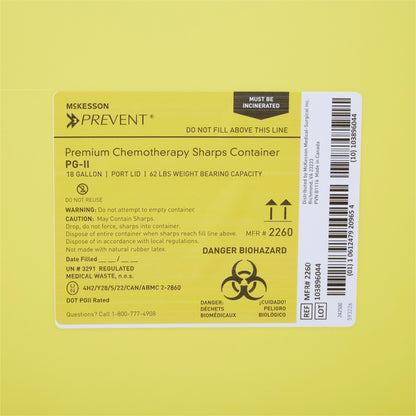 CONTAINER, SHARPS CHEMO YLW 18GL