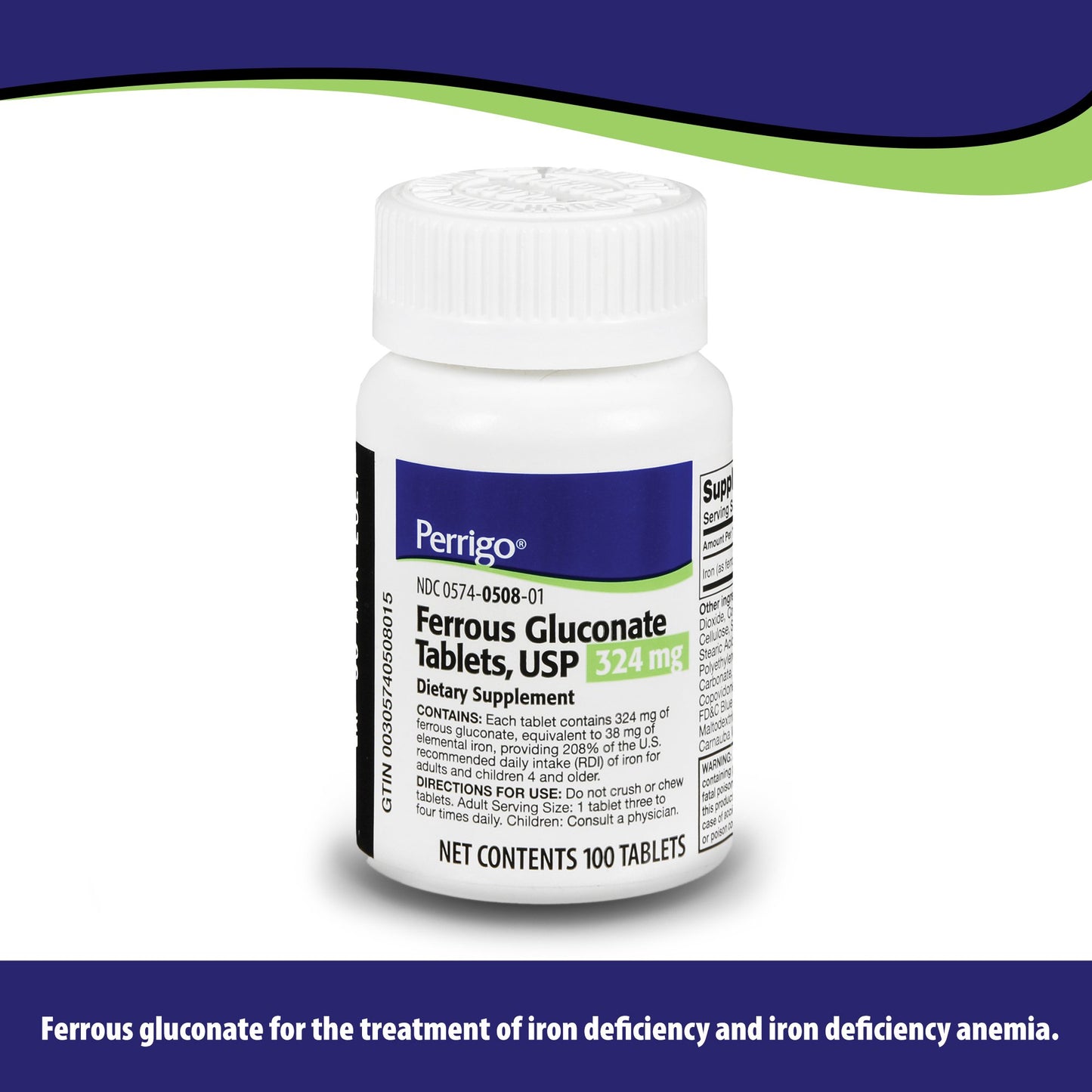 FERROUS GLUCONATE, TAB 324MG