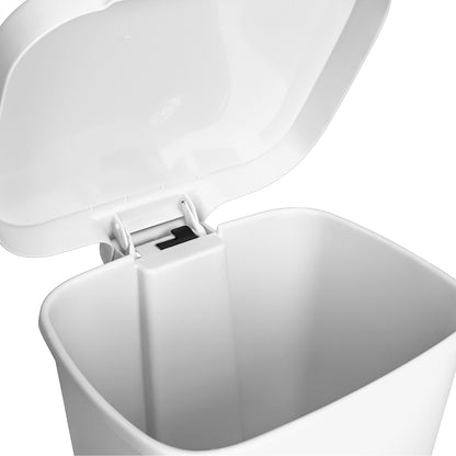 WASTECAN, STEP-ON RECTGL PLASWHT 32QT
