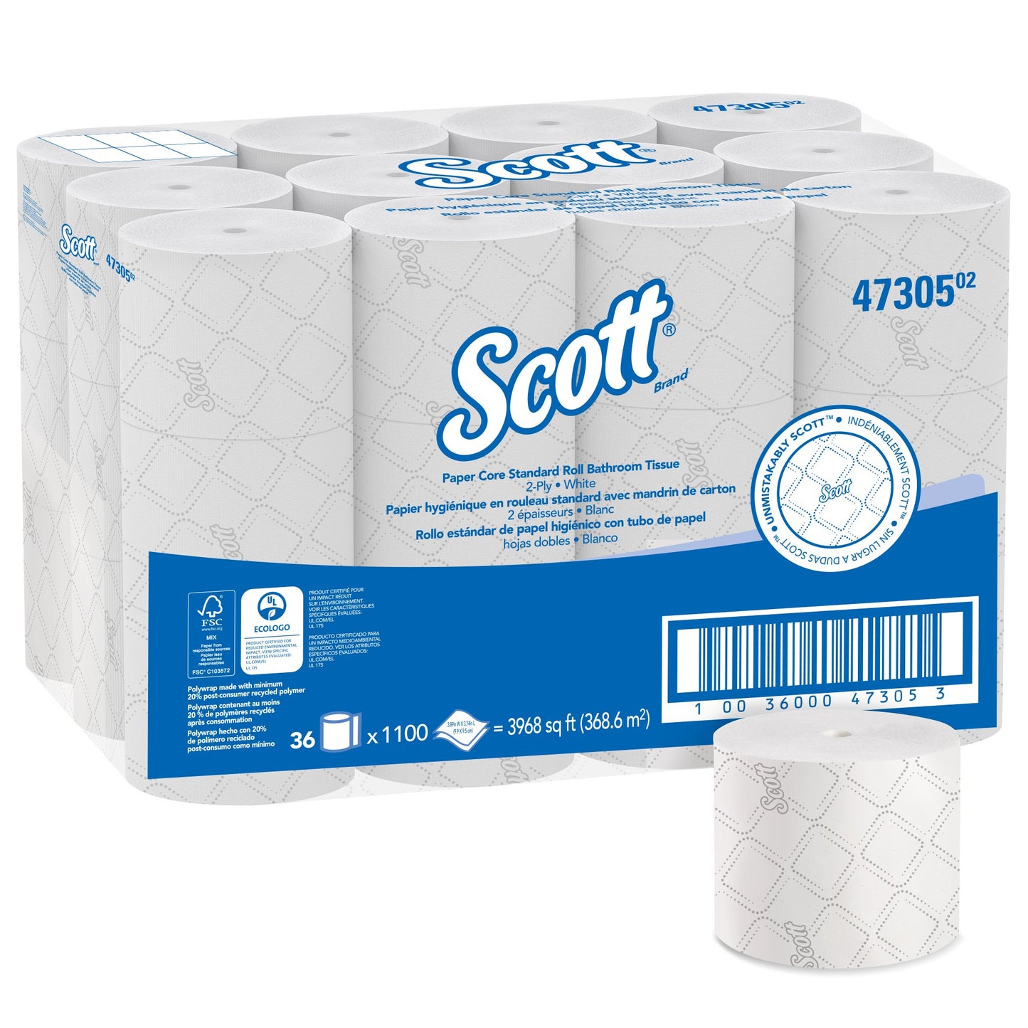 TISSUE, TOILET SM CORE 2PLY WHT