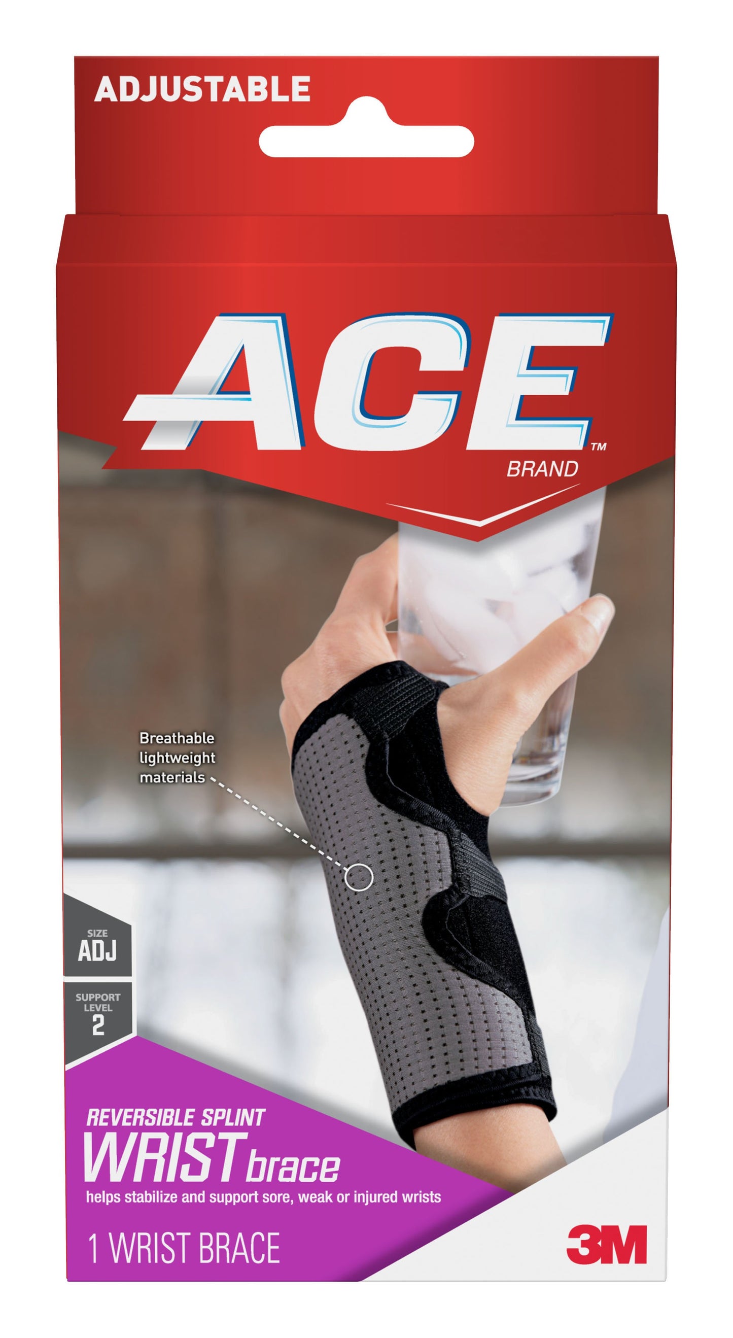 WRIST BRACE, SPLINT ACE ADJ REVERSIBLE ONE-SIZE