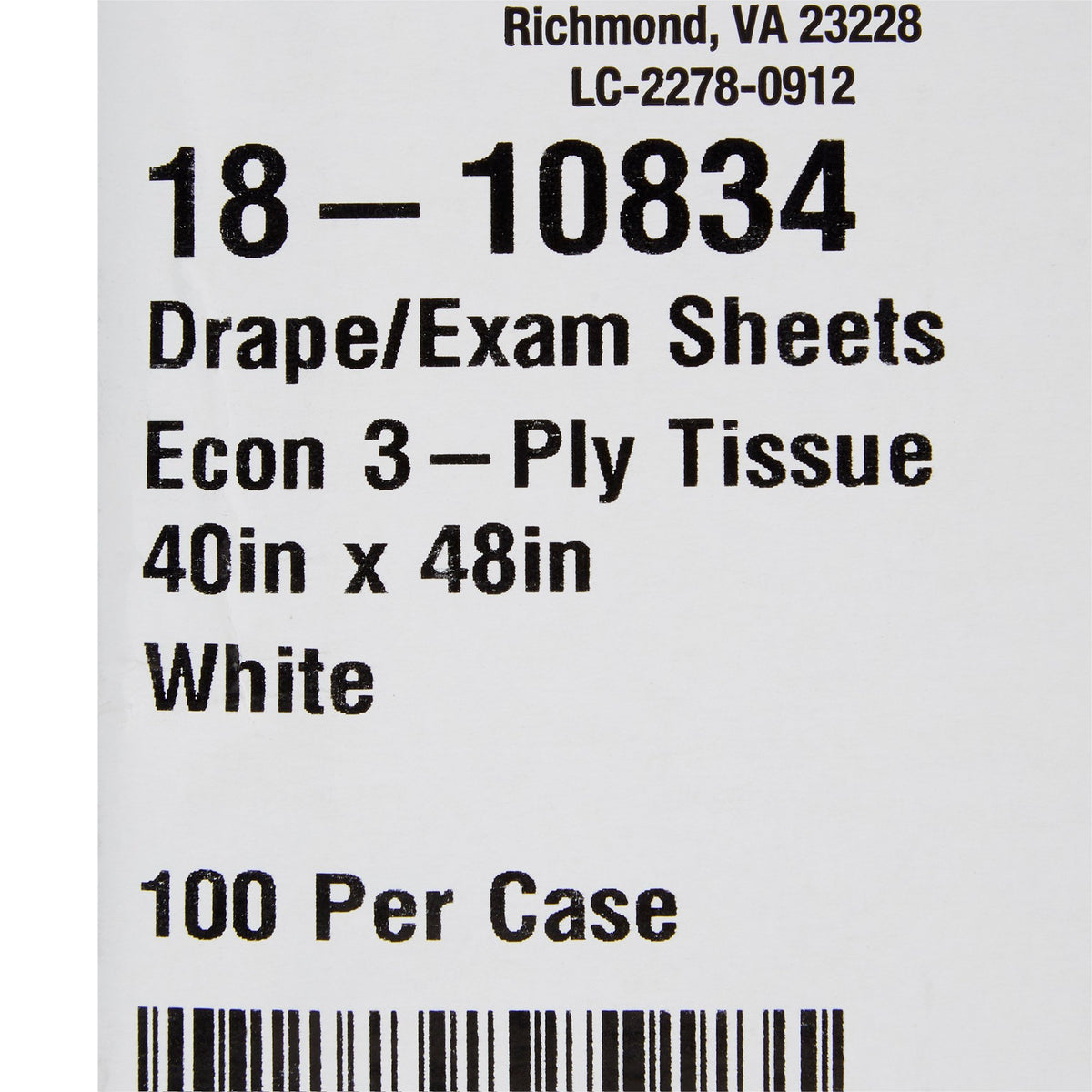 SHEET, DRAPE 3PLY ECON WHT 40X48