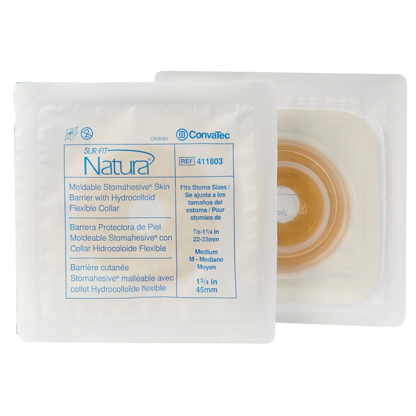 BARRIER, SKIN SUR-FIT NATURA STOMAHESIVE 45MM MED 10/BCONVTC
