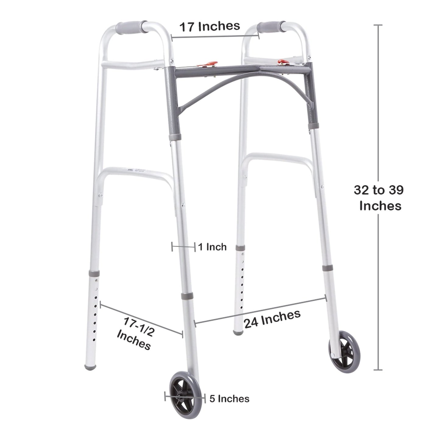 WALKER, FOLDING ALUM W/WHEELSADLT 350LB