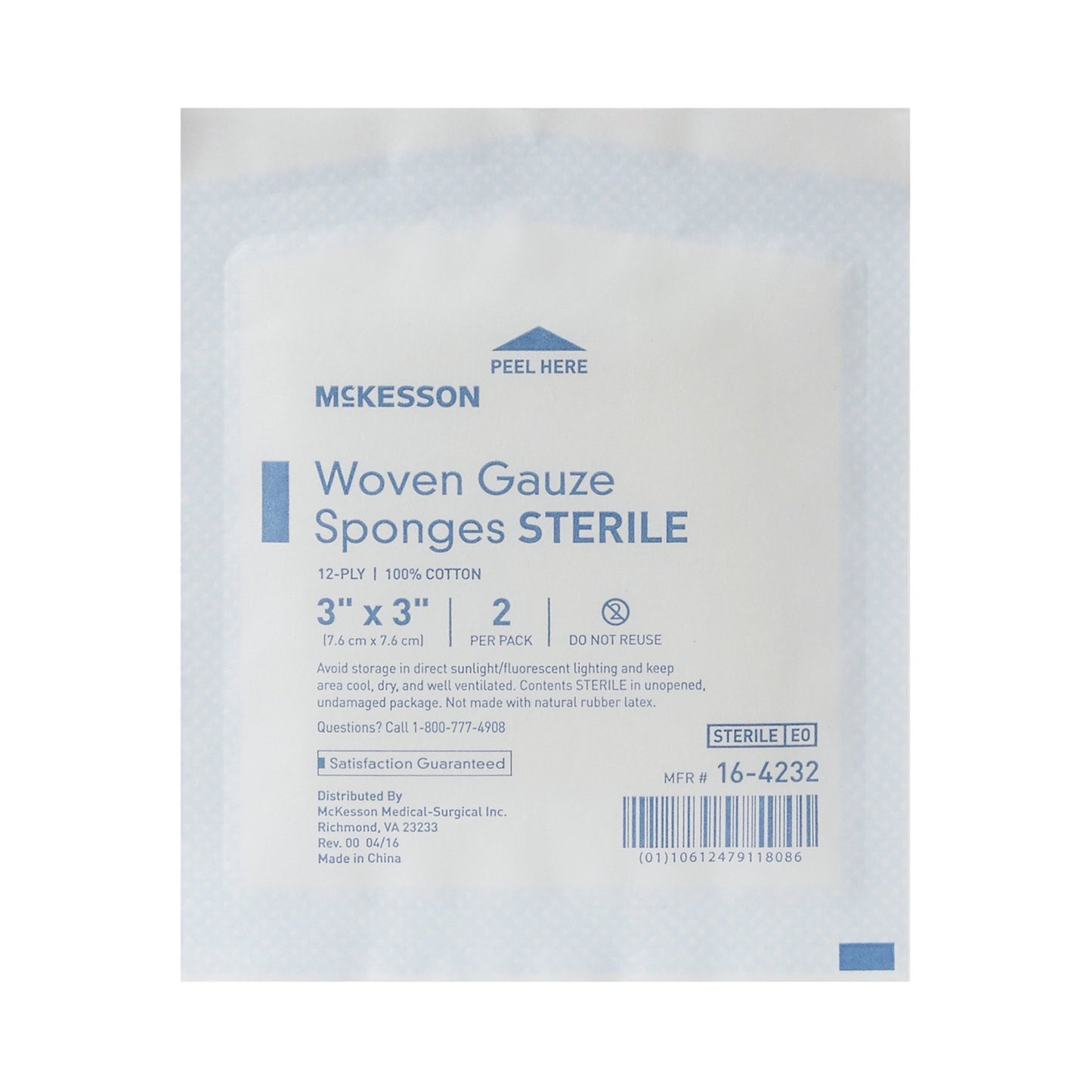 SPONGE, GAUZE 12PLY STR 2'S 3"X3"