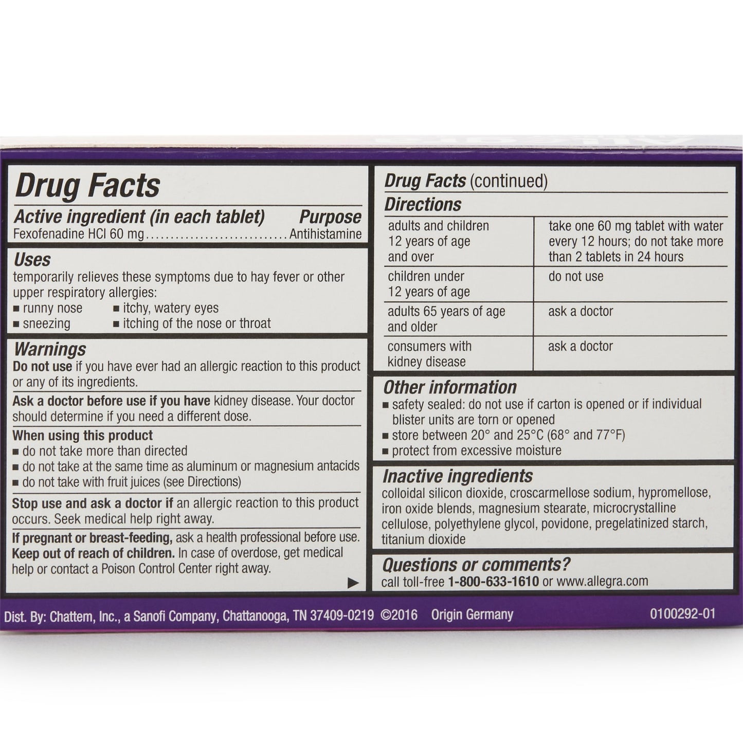 ALLEGRA 12HR, TAB 60MG ADLT