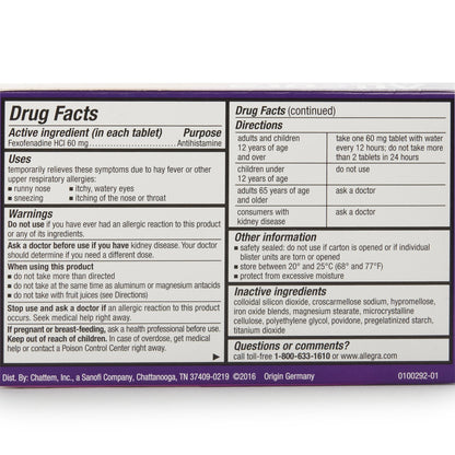 ALLEGRA 12HR, TAB 60MG ADLT