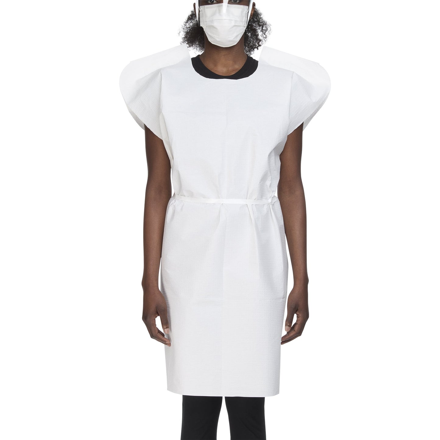 GOWN, EXAM T/P/T F/B OPN WHT 30X42