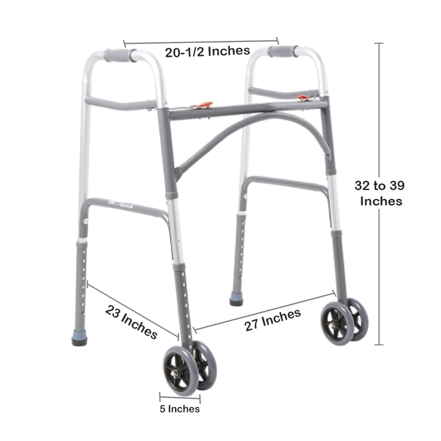 WALKER, FOLDING STEEL W/WHLS HVY DUTY ADLT 500LB