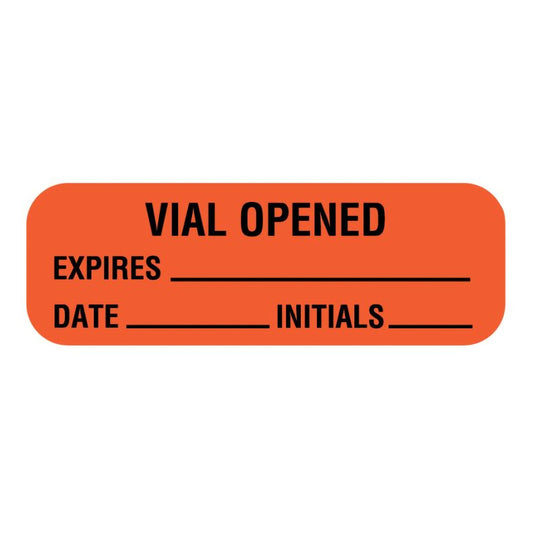 LABEL, OPENED VIAL FLURSNT RED