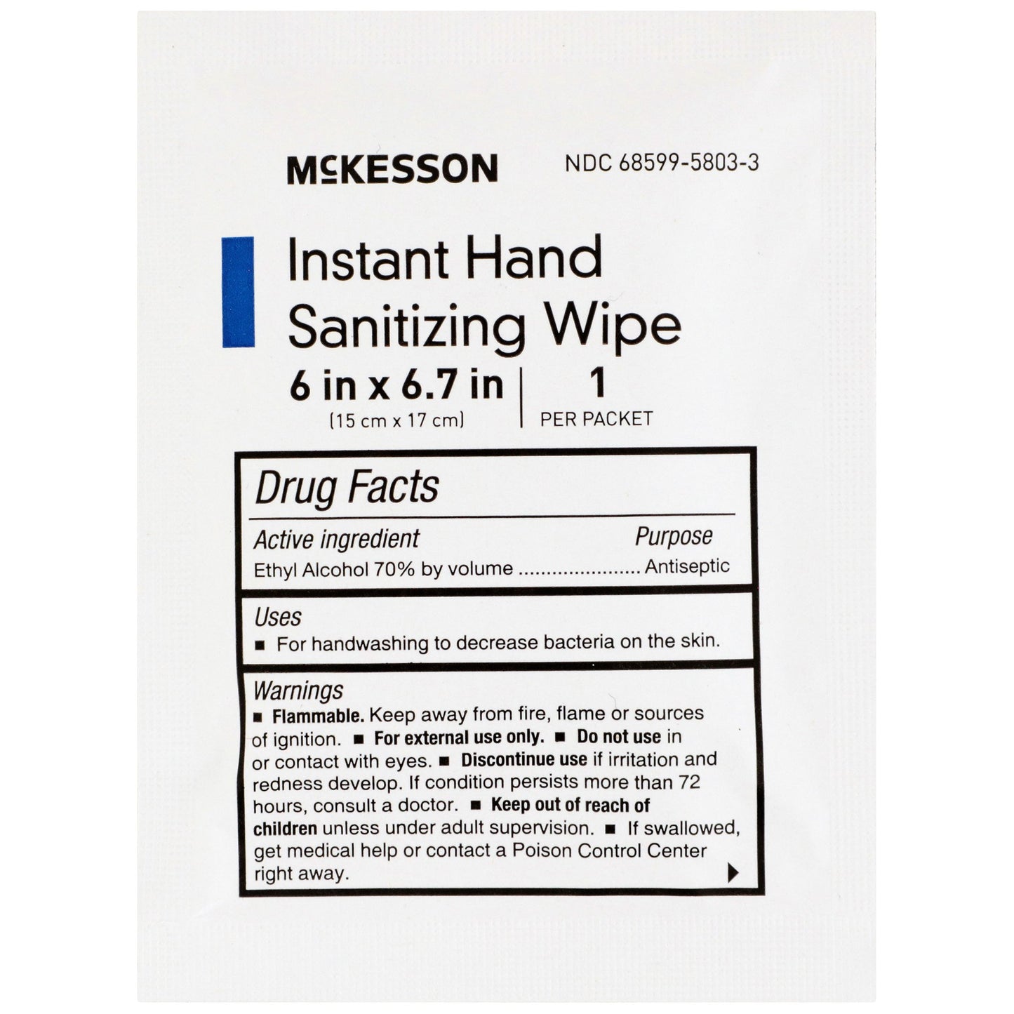 WIPE, SANITIZING HND PCKT 6.0"X6.7"