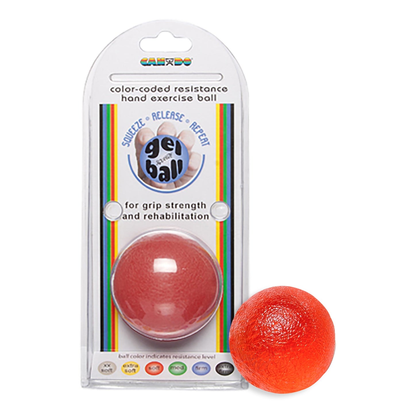 BALL, CANDO EXERCISE F/GRIP STRENGTH RED FABENT