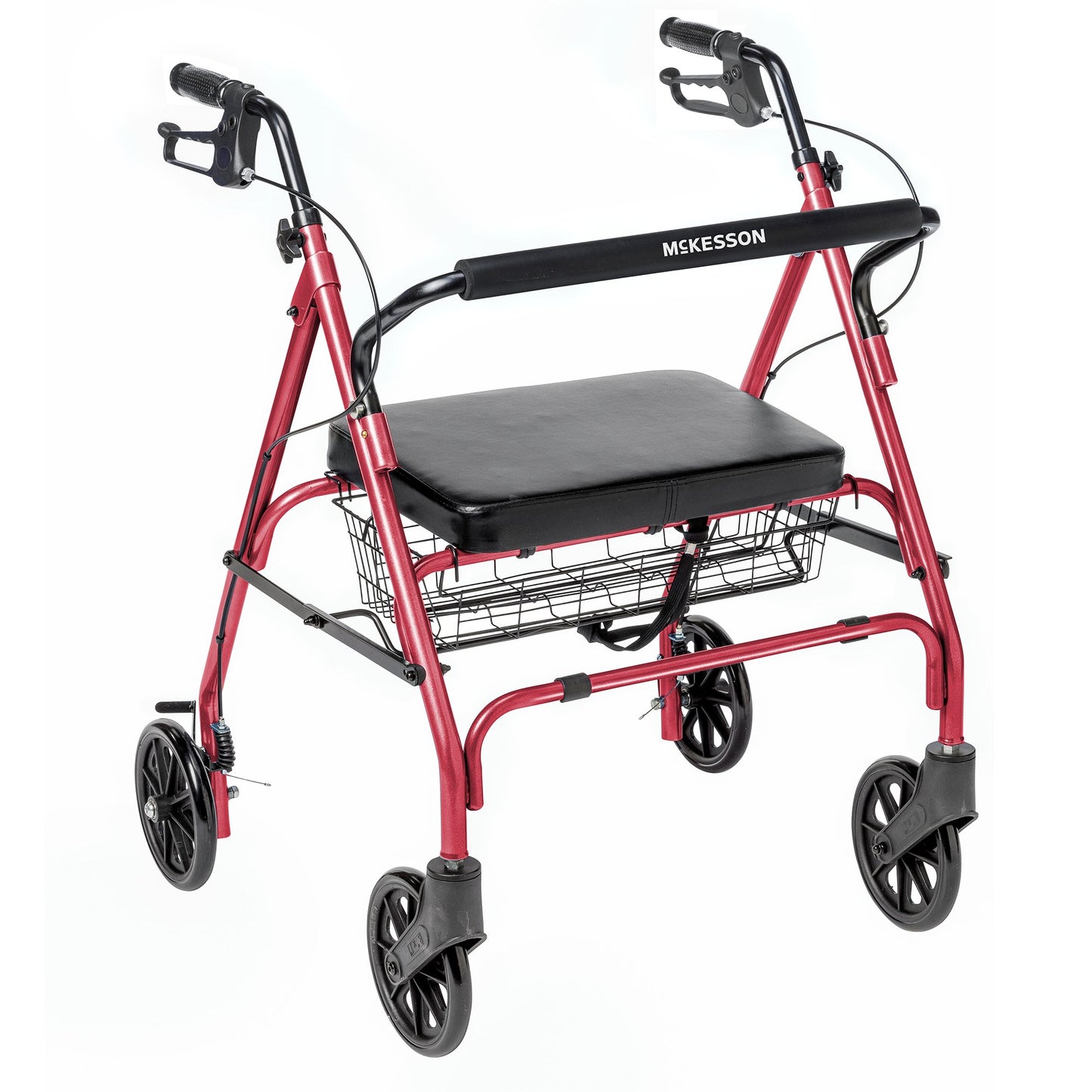 ROLLATOR, BARIATRIC FLDING STEEL 8" WHEELS RED 500LB