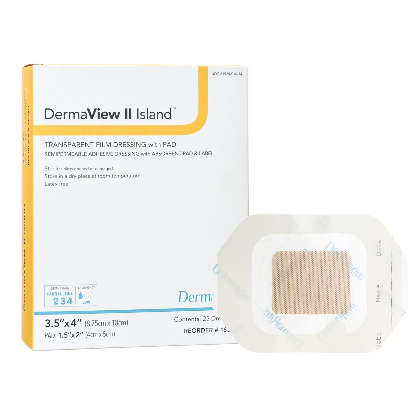 DRESSING, WOUND DERMA VIEW IIISLAND 3.5X4
