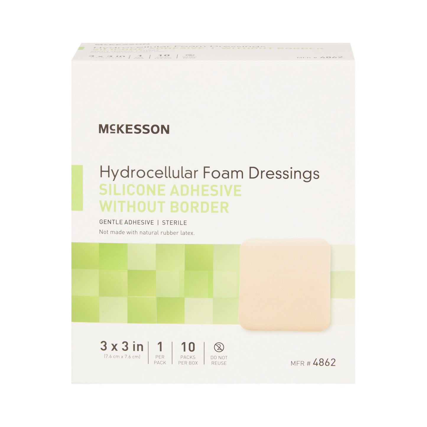 FOAM, ADH SIL W/O BORDER 3"X3"