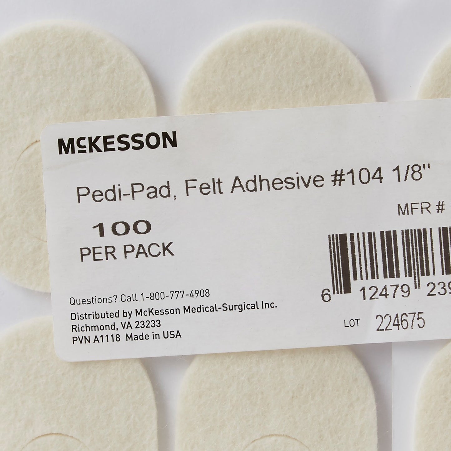 PEDI-PAD, FELT ADH #104-1/8"