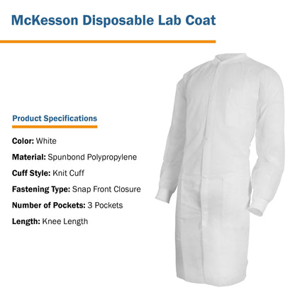 COAT, LAB KNITCUFF LF WHT SM/MED