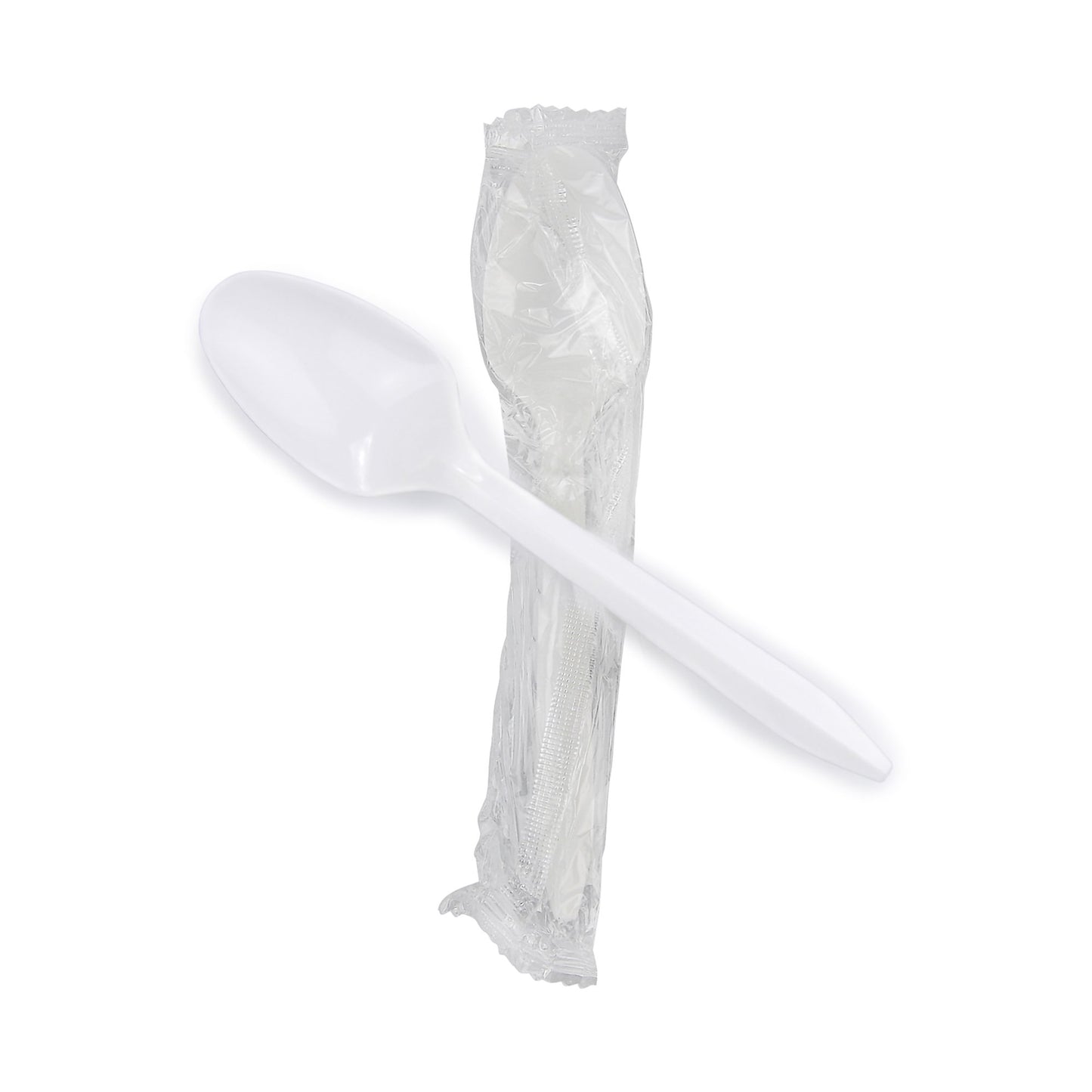 TEASPOON, PLAS INDIV WRAP WHT5.5"