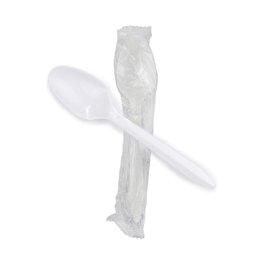 TEASPOON, PLAS INDIV WRAP WHT5.5"