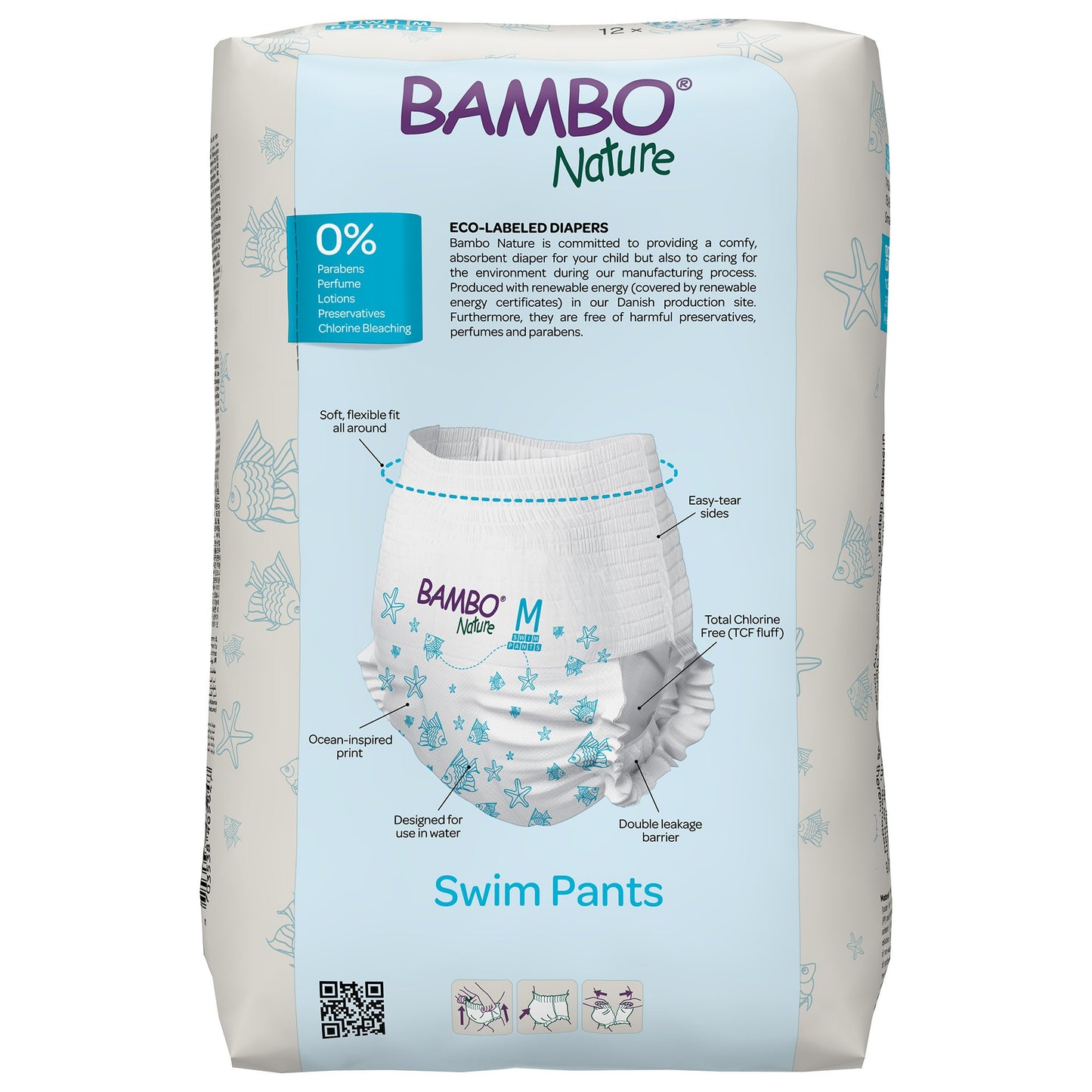 PANT, SWIM BAMBO NATURE DISP PED MED 26+LB