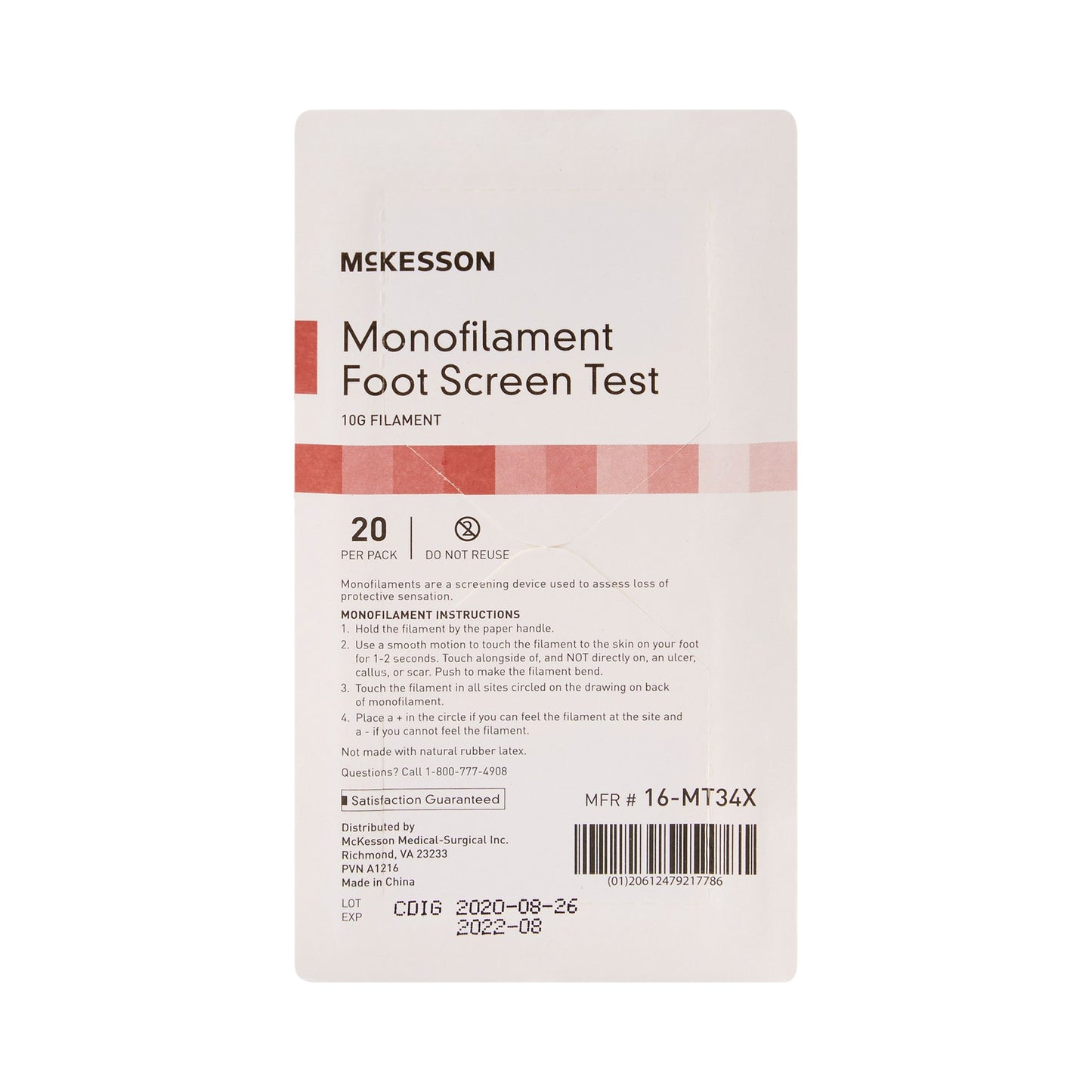 MONOFILAMENT TEST, SENSORY W/HNDL F/FOOT 10GM20/PK 24PK/CS)