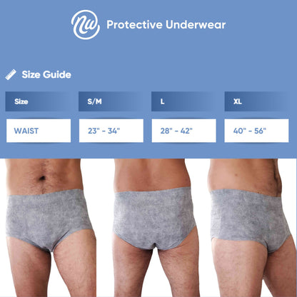 UNDERWEAR, NEXWEAR MEN DISP W/PAD LG 28"-42"