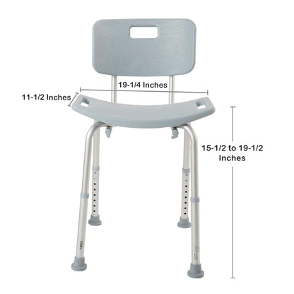 BENCH, BATH W/BACK ALUM FRAME300LBS