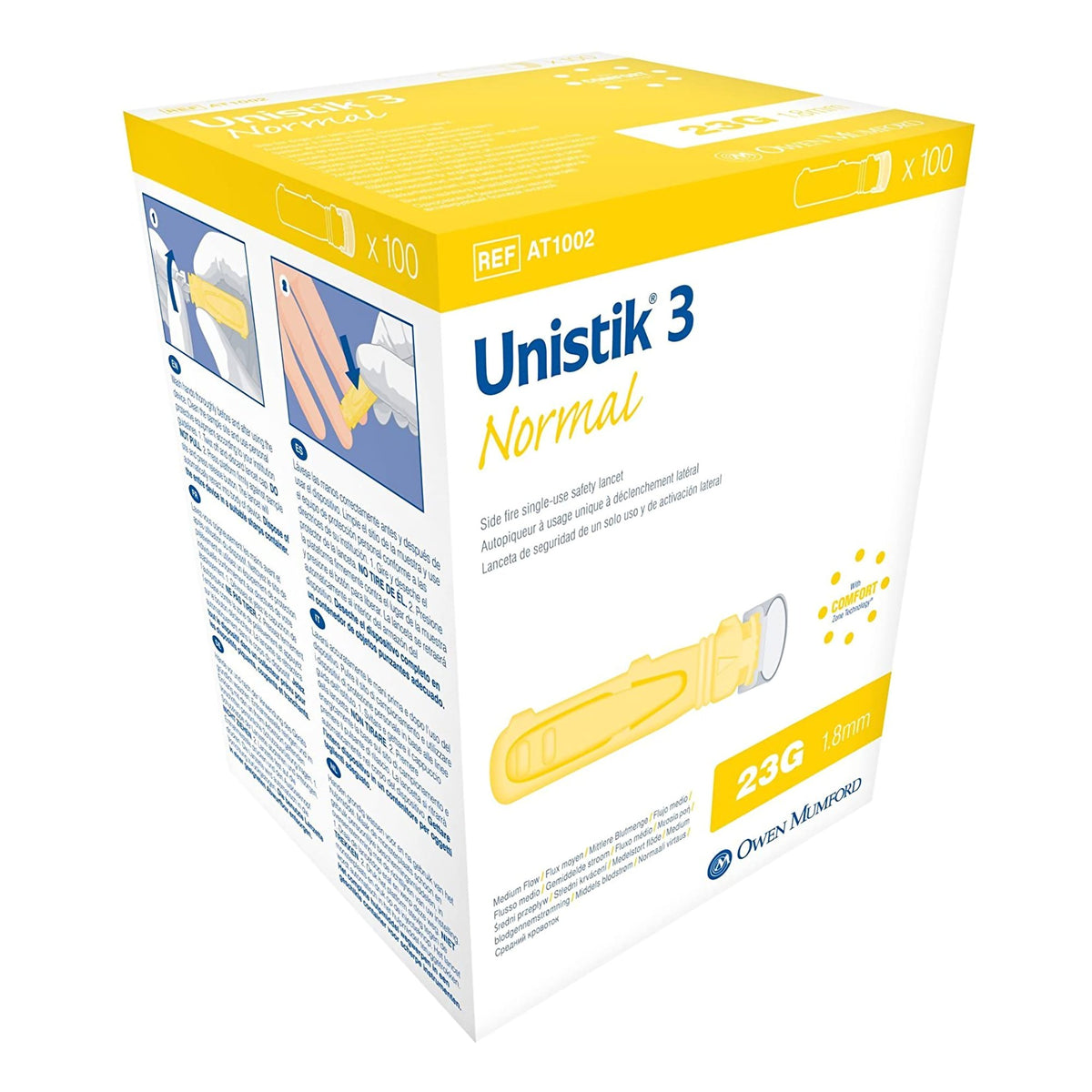 LANCET, UNISTIK III SNGL USE YLW 23GX1.8MM
